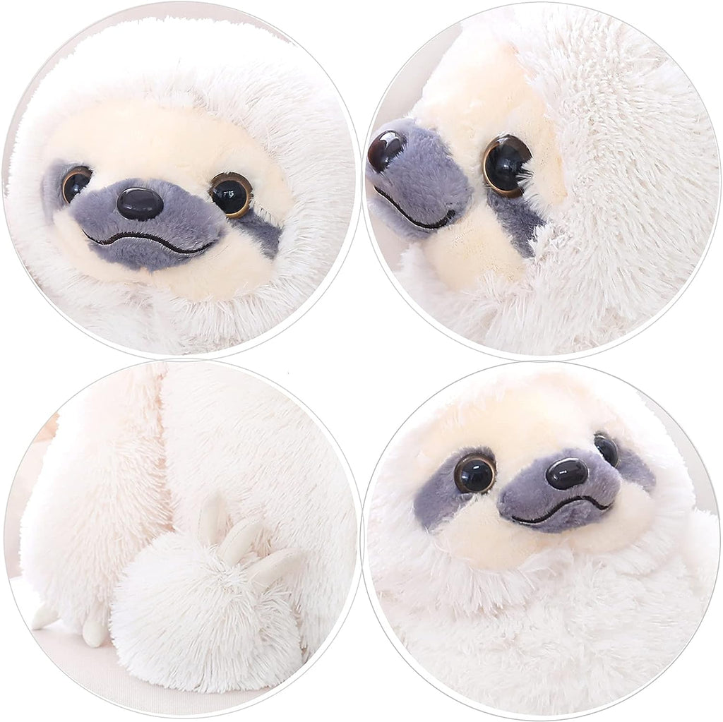 Winsterch Cute Sloth Plush Toy – 15.7" Soft Stuffed Animal Teddy Bear for Kids, Baby, and Birthday Gifts (Ivory)