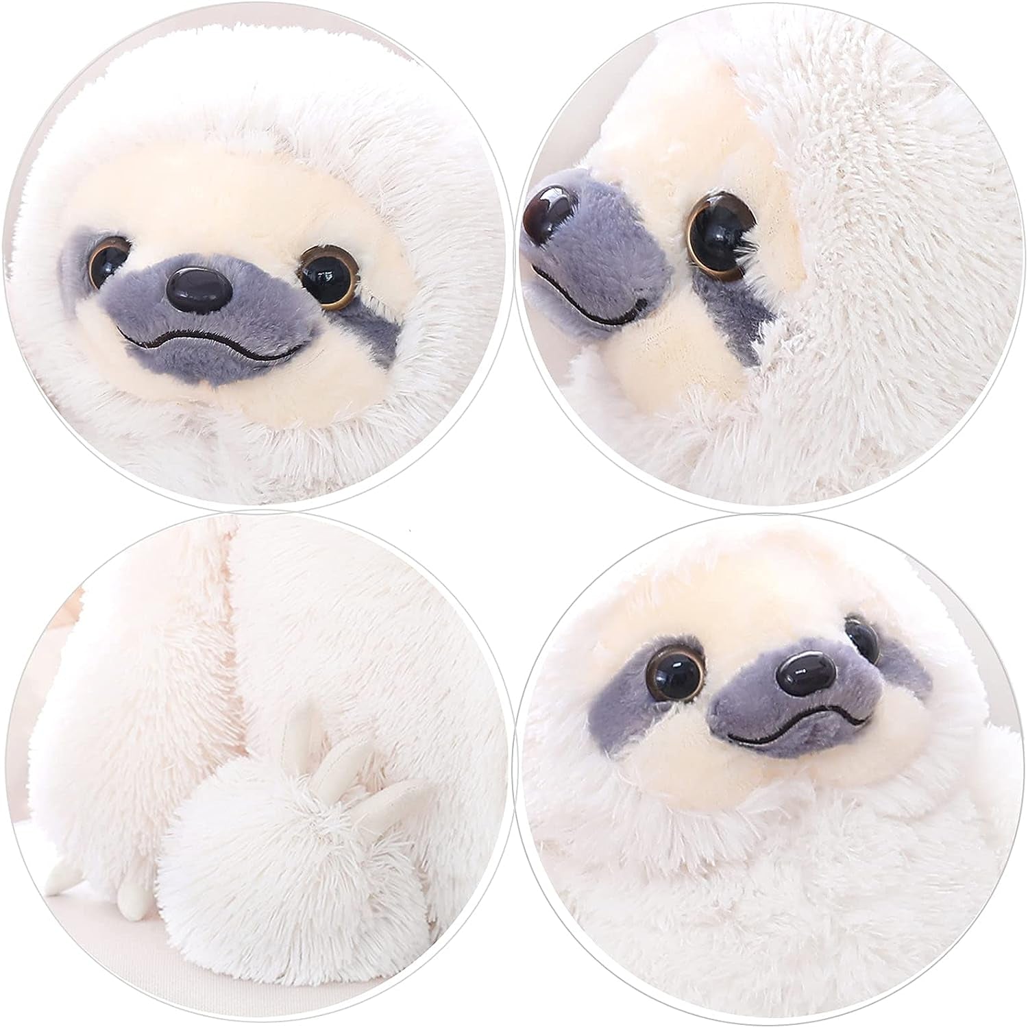 Winsterch Cute Sloth Plush Toy – 15.7" Soft Stuffed Animal Teddy Bear for Kids, Baby, and Birthday Gifts (Ivory)