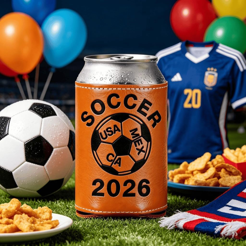 World Cup 2026 Leather Beer Can Cooler 