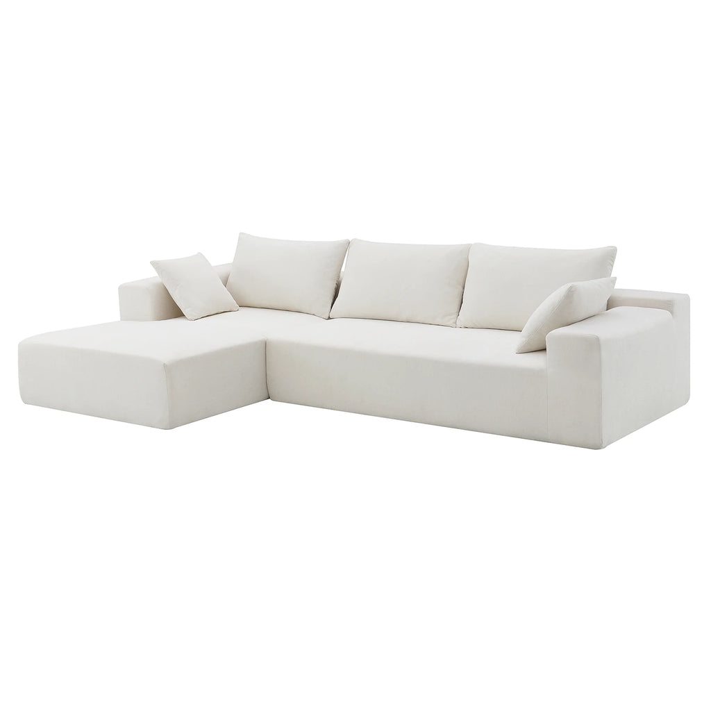 Williamspace 109" Modular Sectional Sofa, L Shaped Modern Couch Upholstered Sleeper Sofa Minimalist Style Couch Living Room Sofa Set for Living Room, White