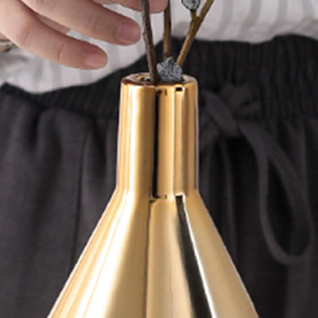 BARMI Gold Tall Vase – Minimalist Ceramic & Metal Luxury Home Décor for Centerpieces, 25.5 cm / 10 Inch
