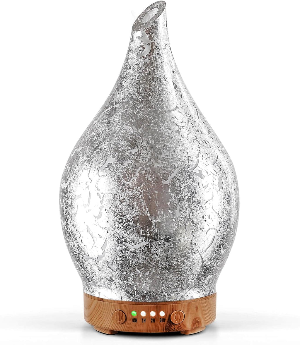 Porseme Oil Diffuser 3D Glass Aromatherapy Ultrasonic Humidifier, Air Refresh Auto Shut-Off, Timer Setting, BPA Free for Home Hotel Yoga Leisure SPA Gift 150Ml Last 6H