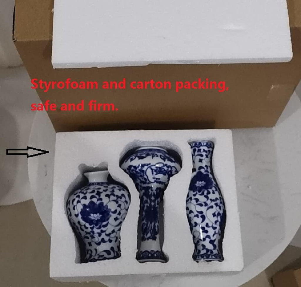 Blue and White Vase Set of 3, Cute Ceramic Bud Vase in Bulk for Farmhouse Table Centerpiece Mini Vintage Vase for Rustic Wedding Decorations, Home Table Flower Decor