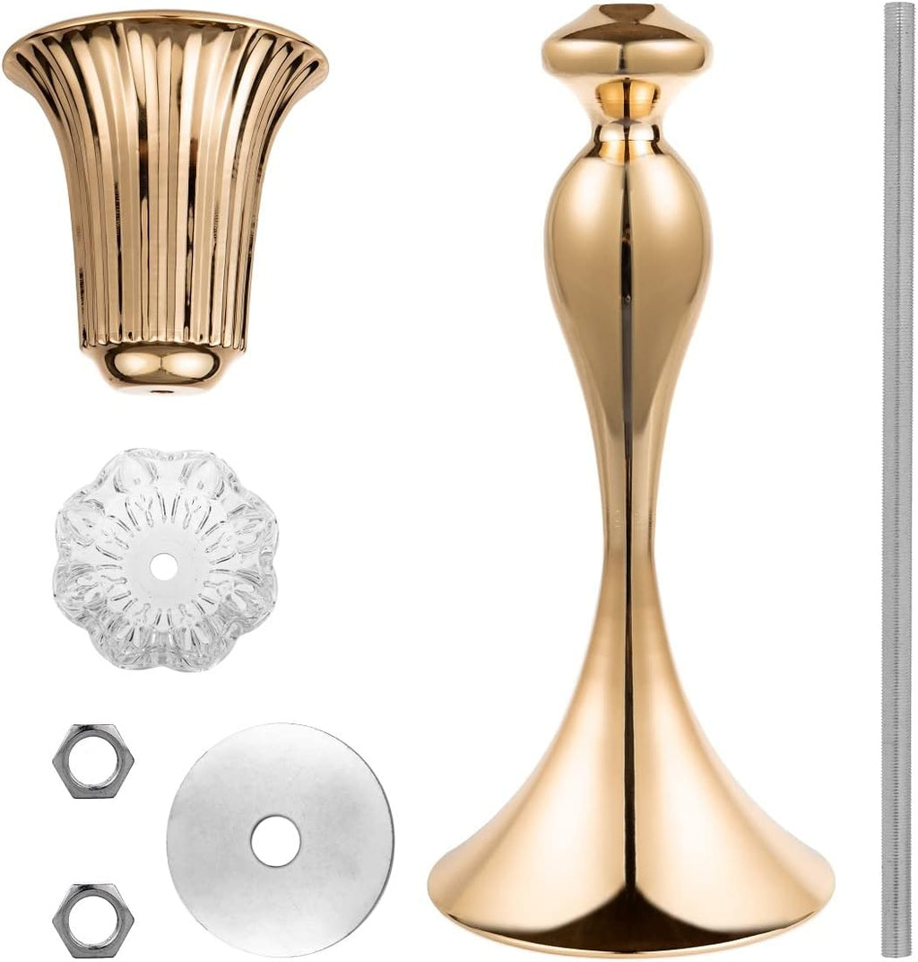 Gold Metal Trumpet Wedding Flower Vases – 22" Tall Elegant Centerpiece Stands, Luxury Floral Arrangement Vases for Weddings, Events & Home Décor (Set of 2)