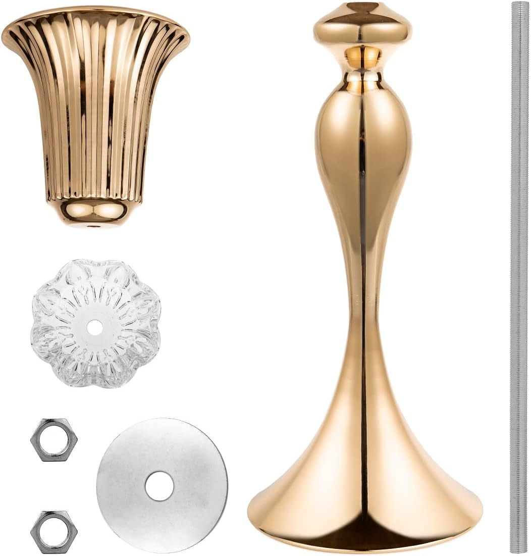 Gold Metal Trumpet Wedding Flower Vases – 22" Tall Elegant Centerpiece Stands, Luxury Floral Arrangement Vases for Weddings, Events & Home Décor (Set of 2)