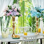 Gold Metal Trumpet Wedding Flower Vases – 22" Tall Elegant Centerpiece Stands, Luxury Floral Arrangement Vases for Weddings, Events & Home Décor (Set of 2)