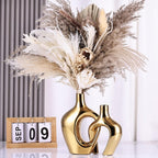 Gold Hollow Ceramic Vases Set of 2 - Modern Nordic Boho Ins Style Decor Vases...