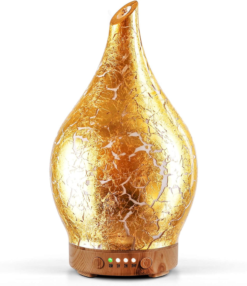 Porseme Oil Diffuser 3D Glass Aromatherapy Ultrasonic Humidifier, Air Refresh Auto Shut-Off, Timer Setting, BPA Free for Home Hotel Yoga Leisure SPA Gift 150Ml Last 6H