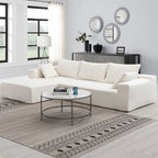 Williamspace 109" Modular Sectional Sofa, L Shaped Modern Couch Upholstered Sleeper Sofa Minimalist Style Couch Living Room Sofa Set for Living Room, White