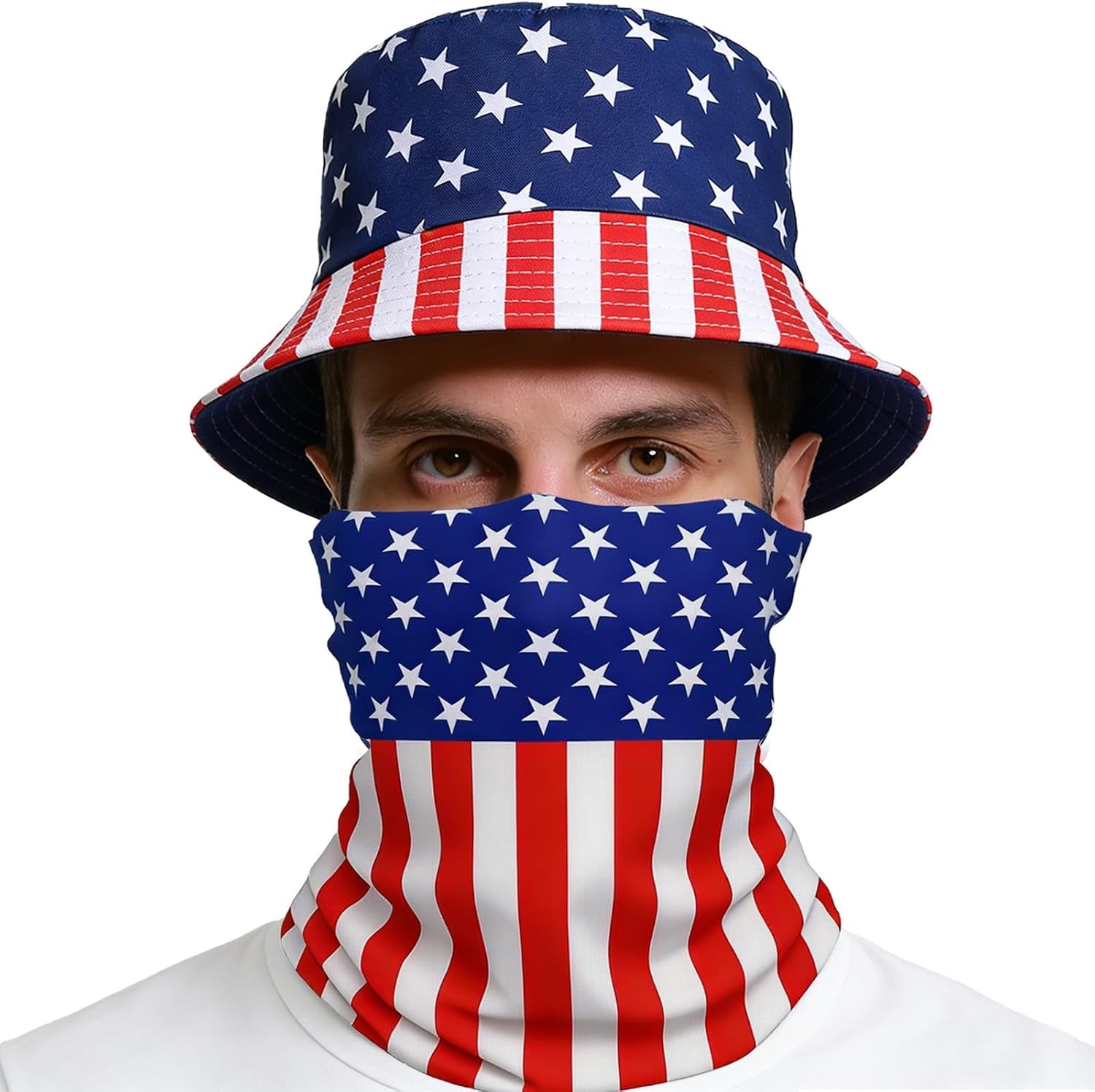 World Cup American Flag Bucket Hat with American Face 