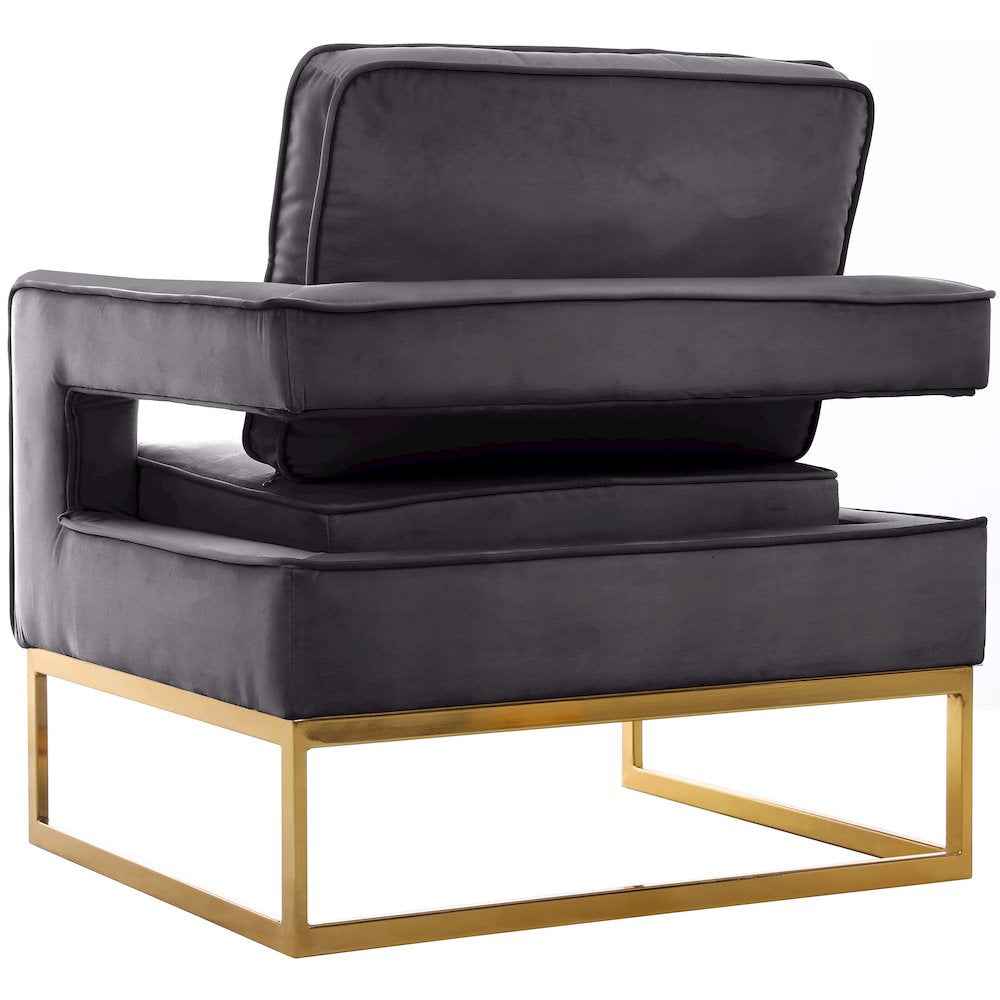 Meridian Furniture Noah Gray Velvet Accent Chair with Gold Iron Base