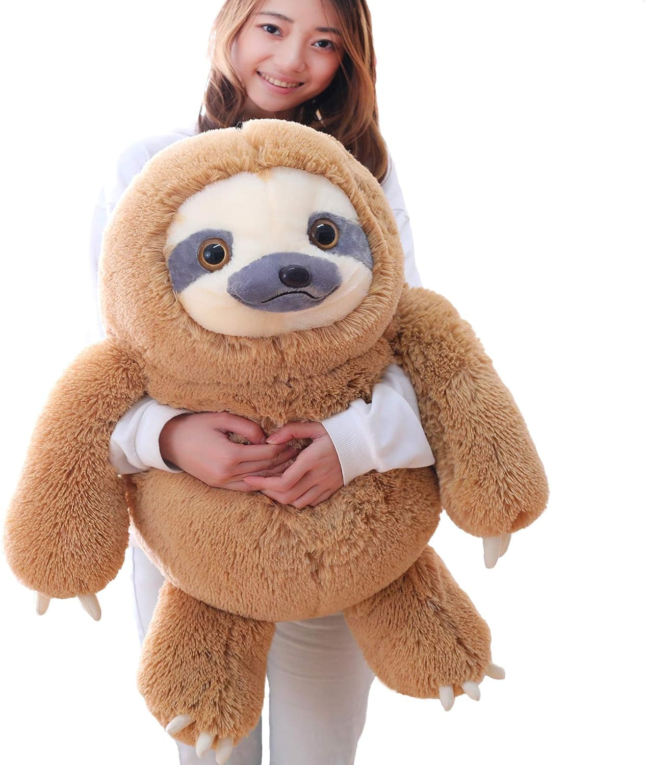 Winsterch Cute Sloth Plush Toy – 15.7" Soft Stuffed Animal Teddy Bear for Kids, Baby, and Birthday Gifts (Ivory)