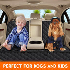Premium Dog Car Seat Cover – Waterproof Non-Slip Back Bench Protector with Middle Armrest Fit for Most Cars, Trucks & SUVs, Black