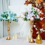 Gold Metal Trumpet Wedding Flower Vases – 22" Tall Elegant Centerpiece Stands, Luxury Floral Arrangement Vases for Weddings, Events & Home Décor (Set of 2)