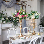 Gold Metal Trumpet Wedding Flower Vases – 22" Tall Elegant Centerpiece Stands, Luxury Floral Arrangement Vases for Weddings, Events & Home Décor (Set of 2)