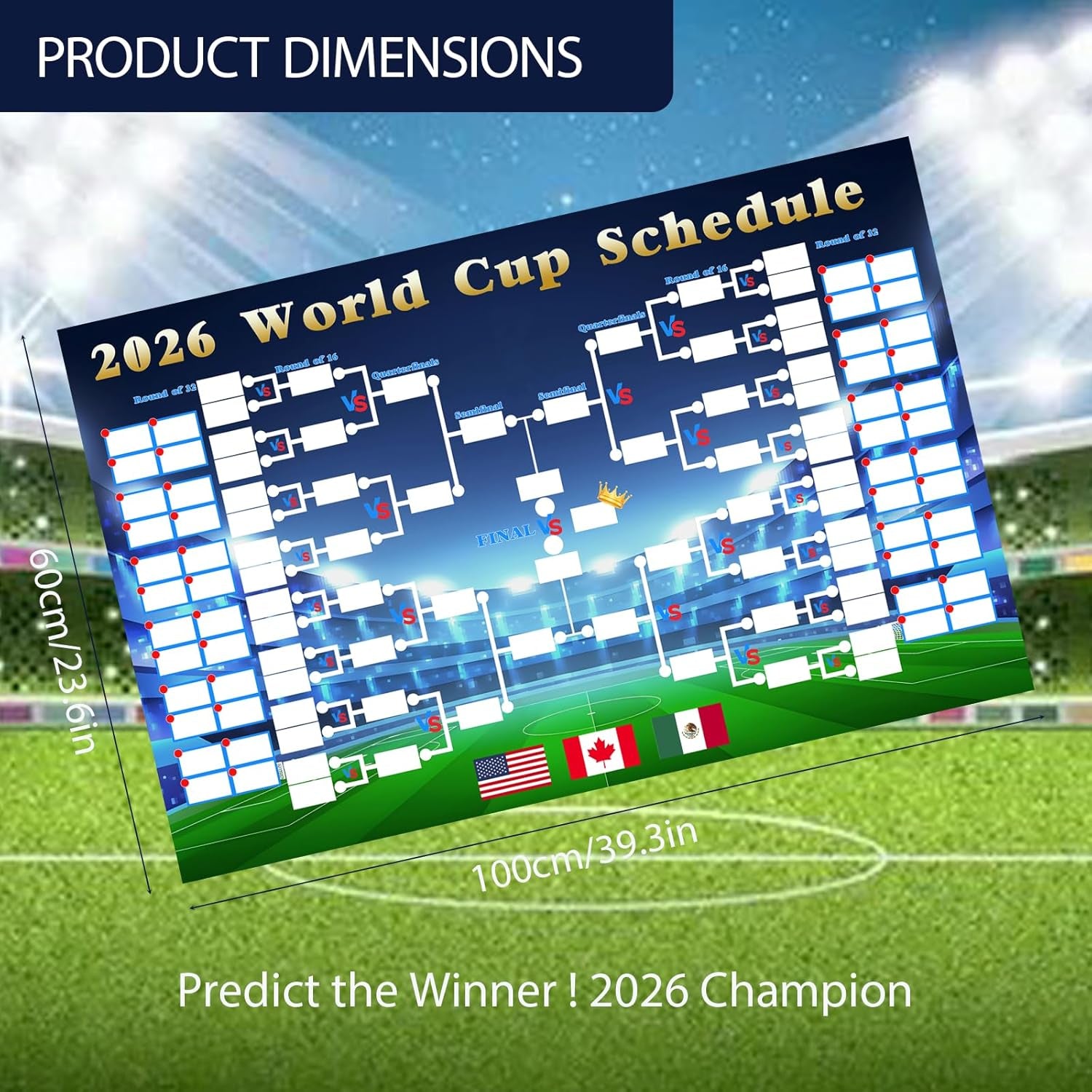 2026 World Cup Schedule Poster with 64 Pcs National Poster 