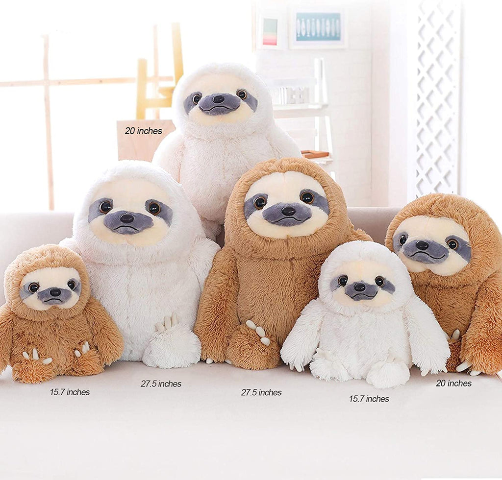 Winsterch Cute Sloth Plush Toy – 15.7" Soft Stuffed Animal Teddy Bear for Kids, Baby, and Birthday Gifts (Ivory)