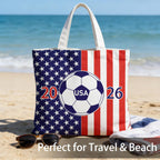 World Cup USA Flag Soccer Canvas Beach Tote 
