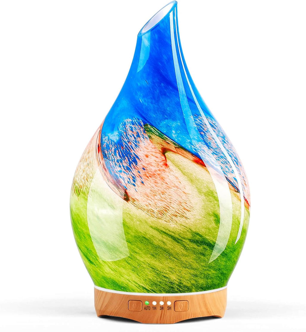Porseme Oil Diffuser 3D Glass Aromatherapy Ultrasonic Humidifier, Air Refresh Auto Shut-Off, Timer Setting, BPA Free for Home Hotel Yoga Leisure SPA Gift 150Ml Last 6H