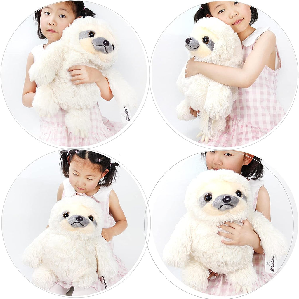 Winsterch Cute Sloth Plush Toy – 15.7" Soft Stuffed Animal Teddy Bear for Kids, Baby, and Birthday Gifts (Ivory)