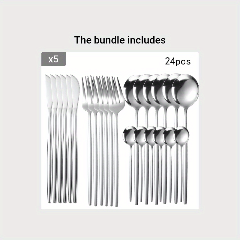Set of silver cutlery including forks, knives, and spoons on a light gray background.