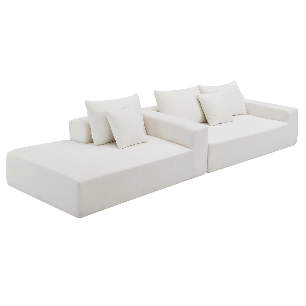 Williamspace 109" Modular Sectional Sofa, L Shaped Modern Couch Upholstered Sleeper Sofa Minimalist Style Couch Living Room Sofa Set for Living Room, White