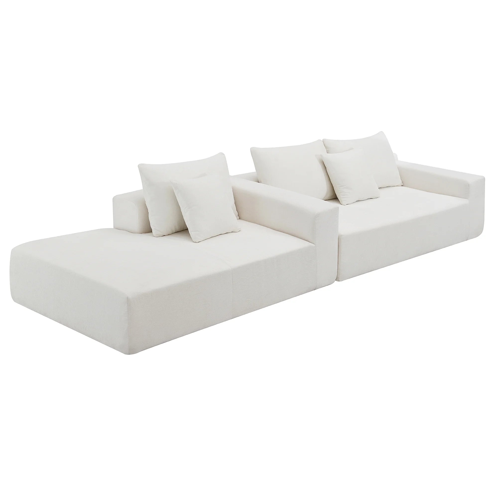 Williamspace 109" Modular Sectional Sofa, L Shaped Modern Couch Upholstered Sleeper Sofa Minimalist Style Couch Living Room Sofa Set for Living Room, White