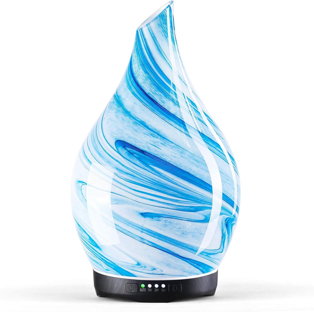 Porseme Oil Diffuser 3D Glass Aromatherapy Ultrasonic Humidifier, Air Refresh Auto Shut-Off, Timer Setting, BPA Free for Home Hotel Yoga Leisure SPA Gift 150Ml Last 6H