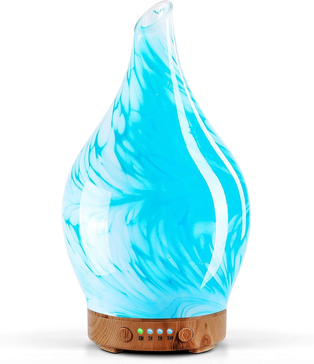 Porseme Oil Diffuser 3D Glass Aromatherapy Ultrasonic Humidifier, Air Refresh Auto Shut-Off, Timer Setting, BPA Free for Home Hotel Yoga Leisure SPA Gift 150Ml Last 6H