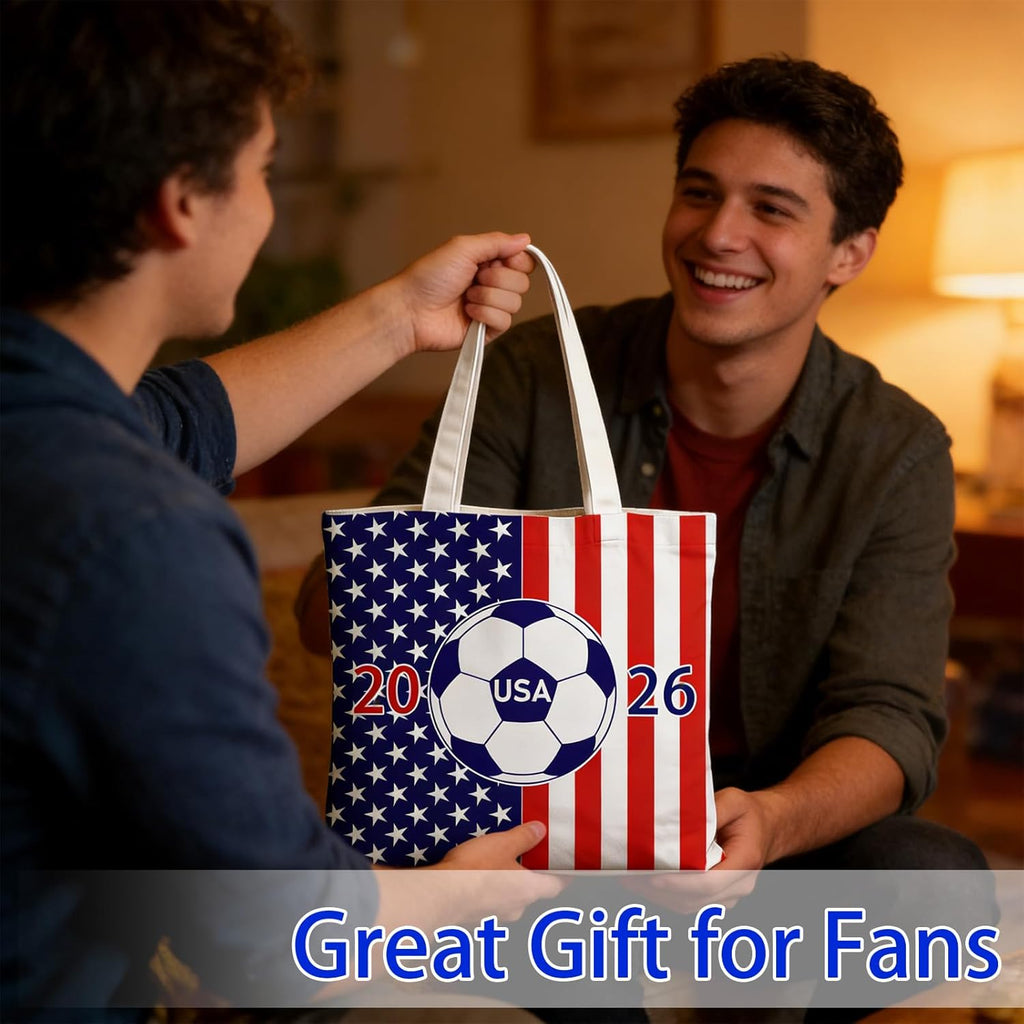 World Cup USA Flag Soccer Canvas Beach Tote 