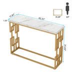 Tribesigns Gold Console Table, Modern 42.5" Sofa Tables Entryway Hallway Foyer Table, White Faux Marble Tabletop Sofa Table