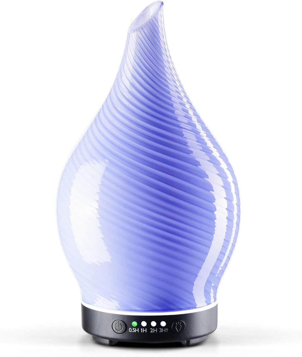 Porseme Oil Diffuser 3D Glass Aromatherapy Ultrasonic Humidifier, Air Refresh Auto Shut-Off, Timer Setting, BPA Free for Home Hotel Yoga Leisure SPA Gift 150Ml Last 6H