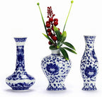 Blue and White Vase Set of 3, Cute Ceramic Bud Vase in Bulk for Farmhouse Table Centerpiece Mini Vintage Vase for Rustic Wedding Decorations, Home Table Flower Decor