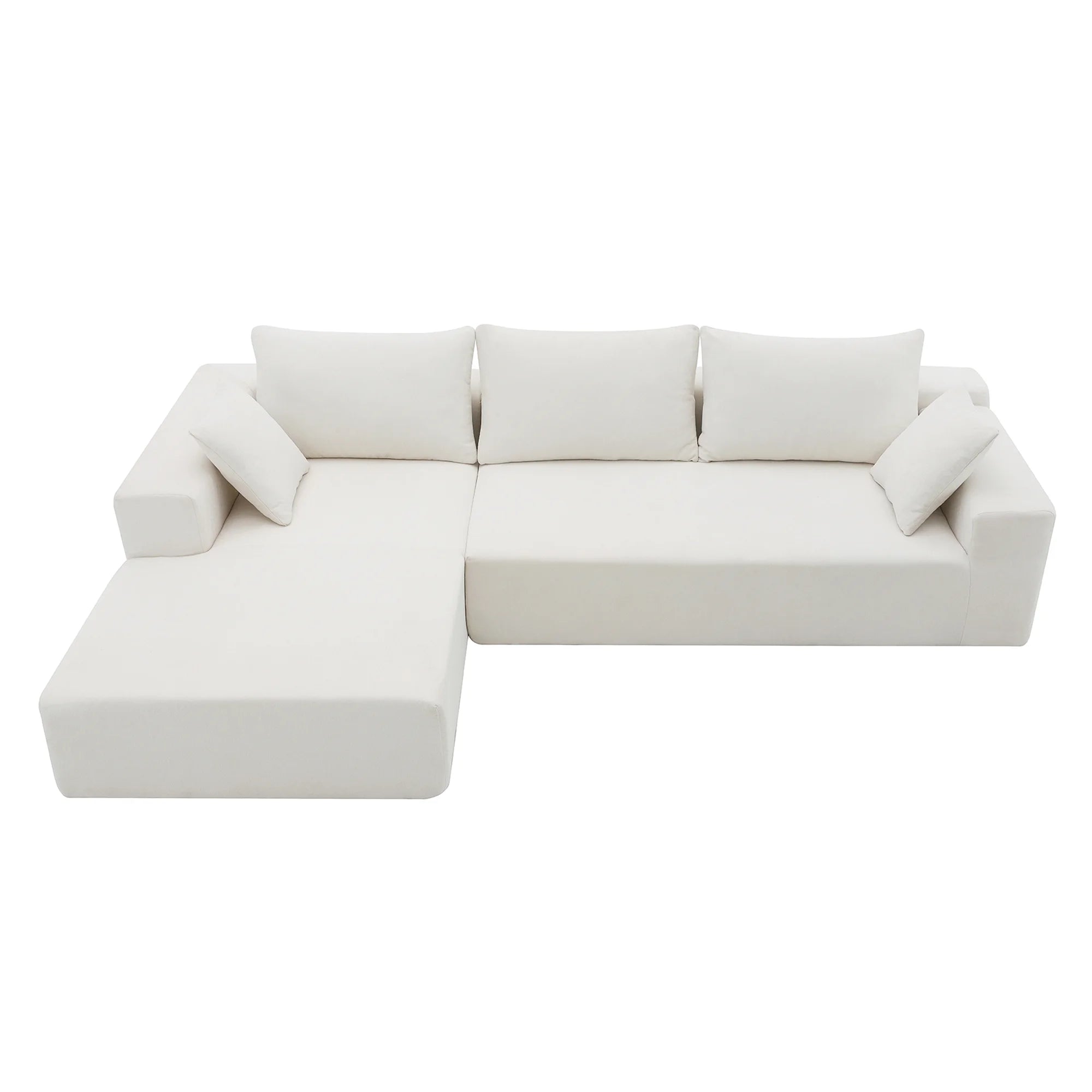 Williamspace 109" Modular Sectional Sofa, L Shaped Modern Couch Upholstered Sleeper Sofa Minimalist Style Couch Living Room Sofa Set for Living Room, White