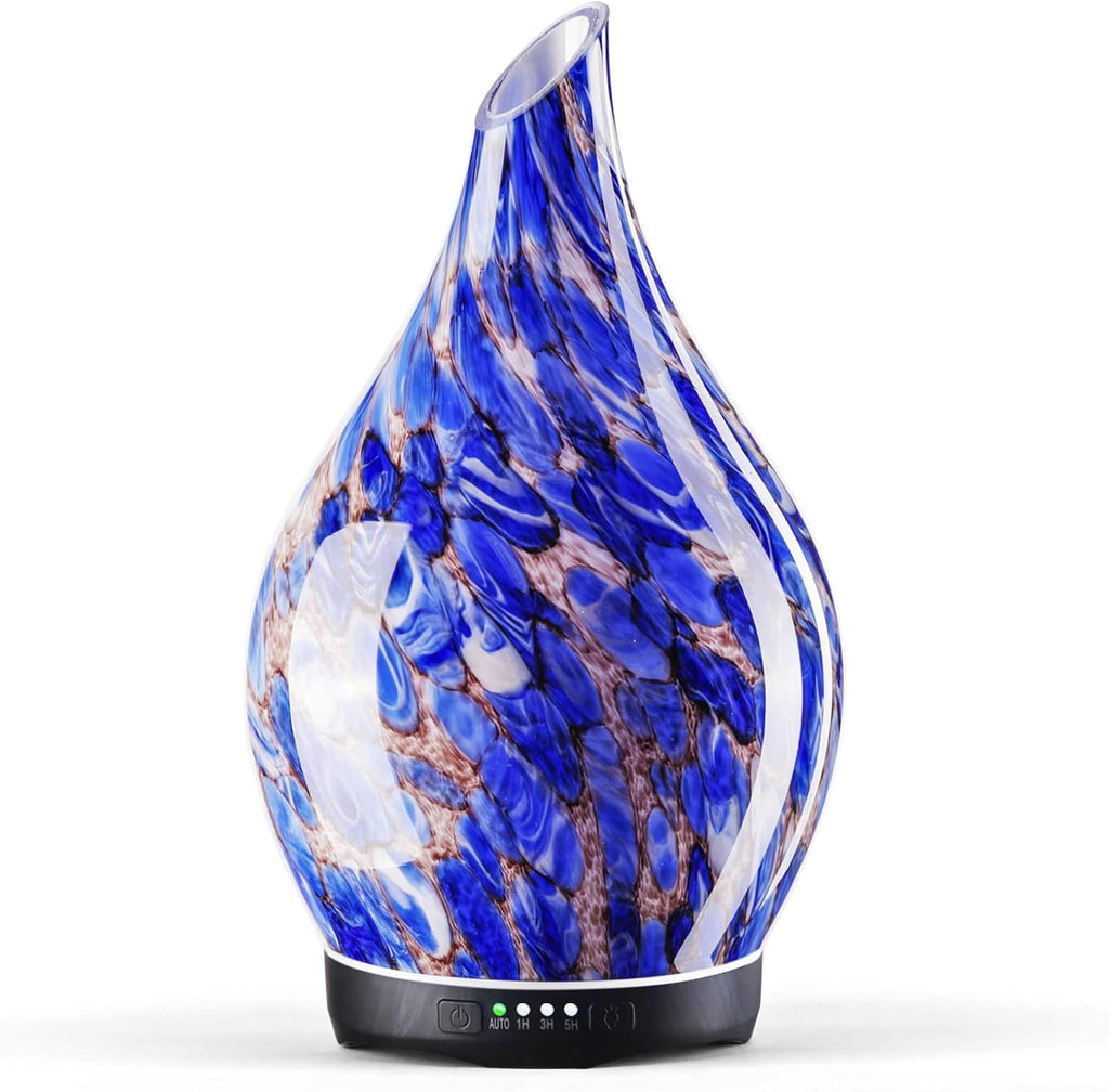 Porseme Oil Diffuser 3D Glass Aromatherapy Ultrasonic Humidifier, Air Refresh Auto Shut-Off, Timer Setting, BPA Free for Home Hotel Yoga Leisure SPA Gift 150Ml Last 6H