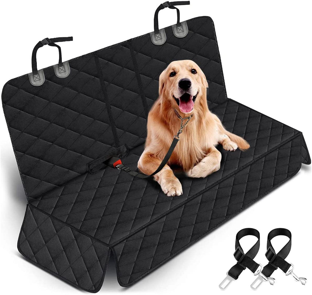 Premium Dog Car Seat Cover – Waterproof Non-Slip Back Bench Protector with Middle Armrest Fit for Most Cars, Trucks & SUVs, Black