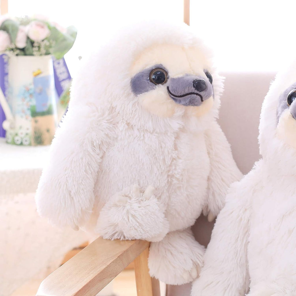 Winsterch Cute Sloth Plush Toy – 15.7" Soft Stuffed Animal Teddy Bear for Kids, Baby, and Birthday Gifts (Ivory)