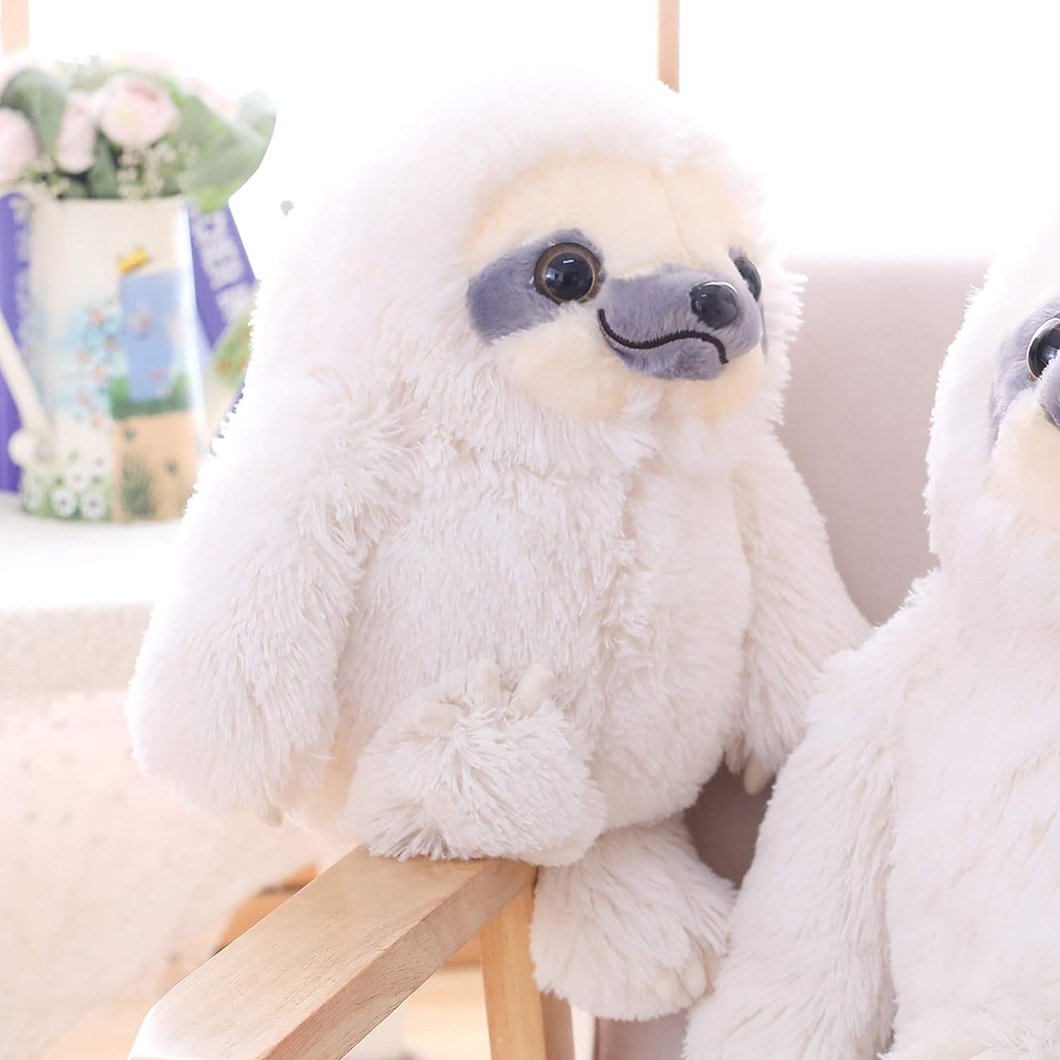 Winsterch Cute Sloth Plush Toy – 15.7" Soft Stuffed Animal Teddy Bear for Kids, Baby, and Birthday Gifts (Ivory)