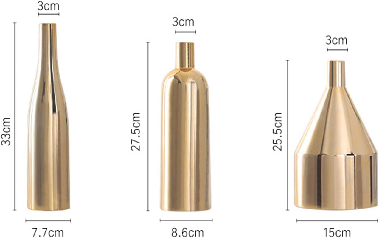 BARMI Gold Tall Vase – Minimalist Ceramic & Metal Luxury Home Décor for Centerpieces, 25.5 cm / 10 Inch