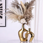 Gold Hollow Ceramic Vases Set of 2 - Modern Nordic Boho Ins Style Decor Vases...