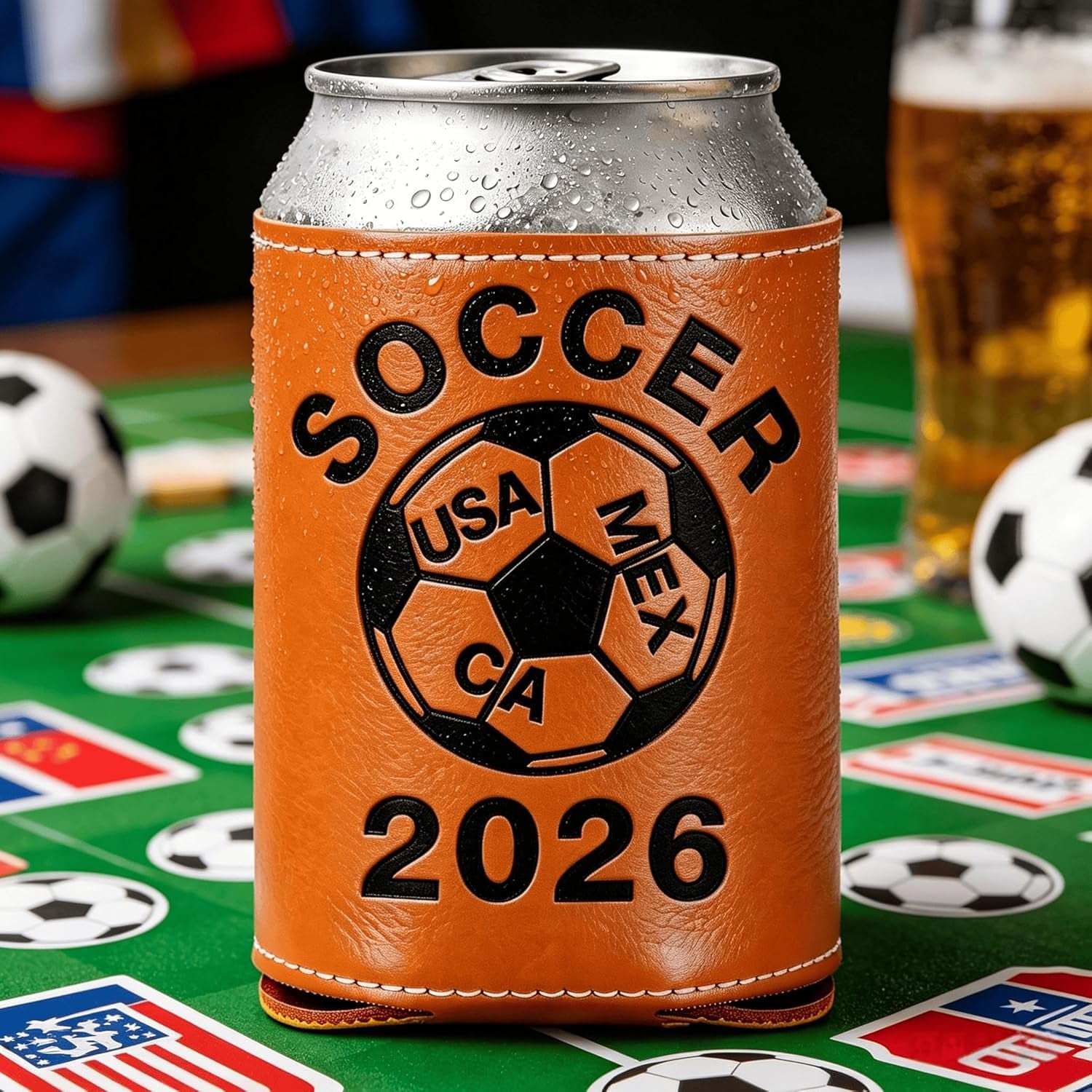 World Cup 2026 Leather Beer Can Cooler 