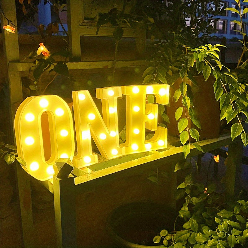 1pc Alphabet Letter LED Lights Luminous Number Lamp Decor, Battery Night Ligh, t For Home Wedding Birthday Christmas Party Decoration Letters Numbers Light, Home Decor