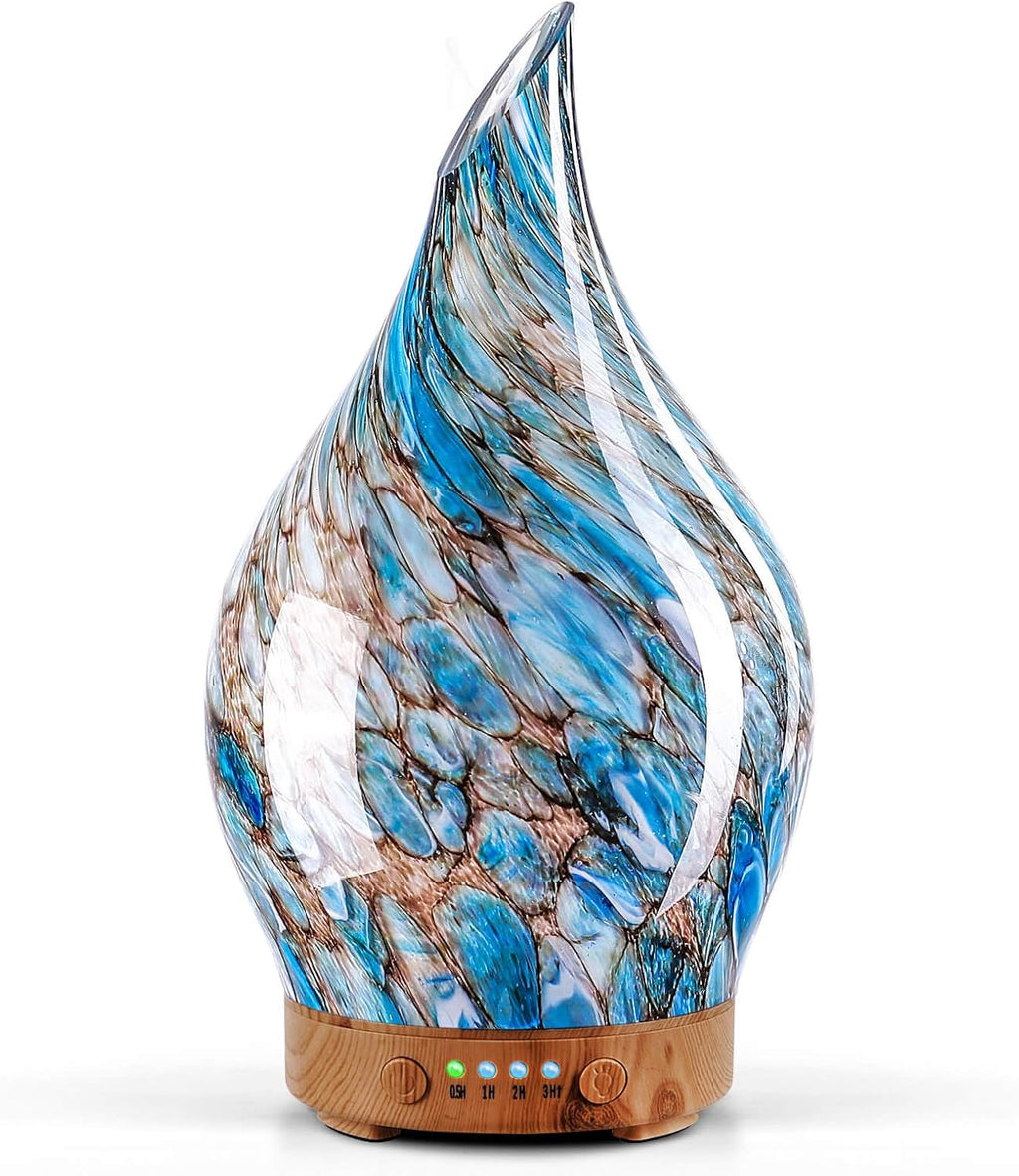 Porseme Oil Diffuser 3D Glass Aromatherapy Ultrasonic Humidifier, Air Refresh Auto Shut-Off, Timer Setting, BPA Free for Home Hotel Yoga Leisure SPA Gift 150Ml Last 6H