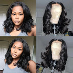 Collage of a woman with styled hair and a wig on a mannequin head.