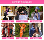 Collage of images with text labels for different life events on a pink background.