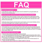 FAQ section on a pink background with white text