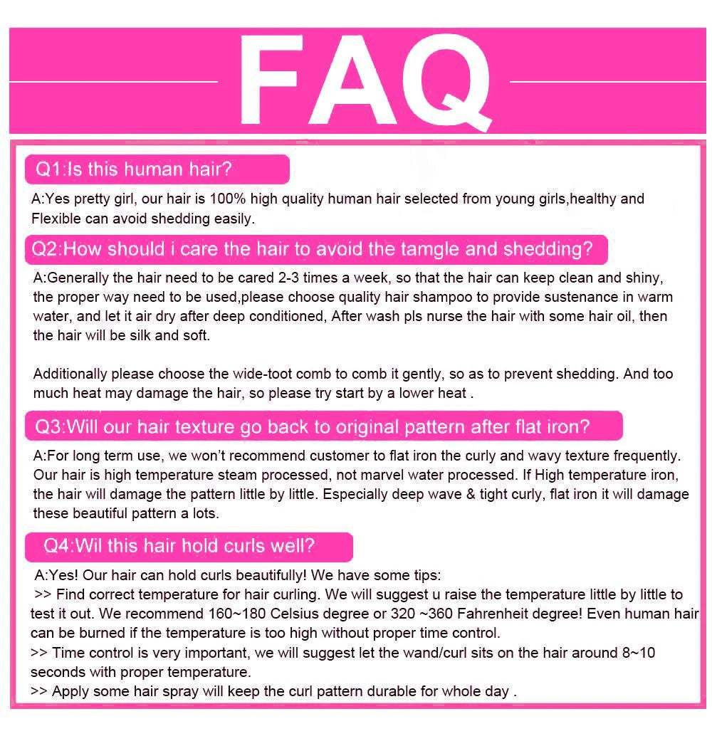 FAQ section on a pink background with white text