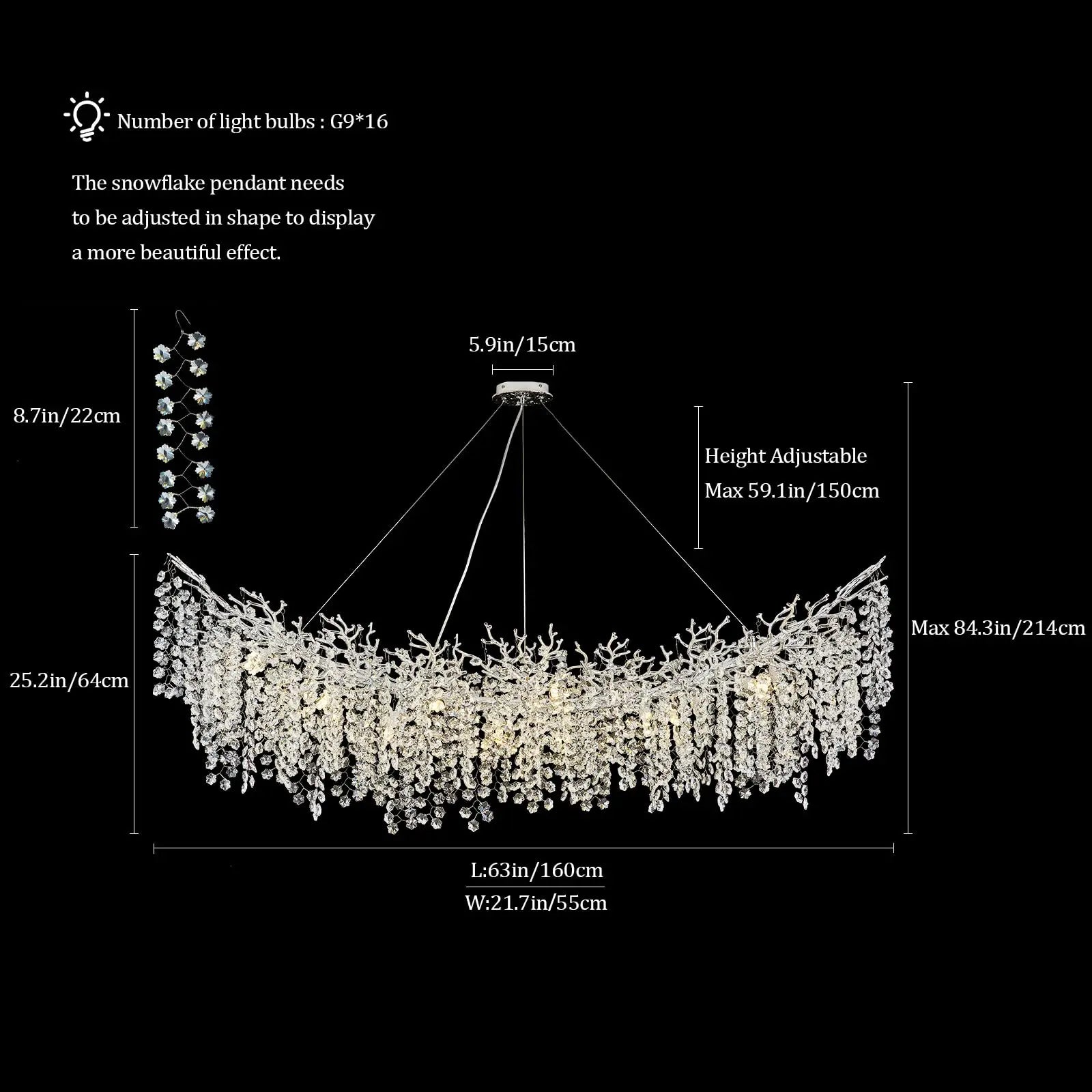 Crystal Chandelier Modern Chandelier Round Farmhouse Tree Branch Light for Dining Room Living Room Kitchen Island Bedroom