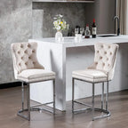 Modern Velvet Counter Height Bar Stools Silk Upholstered Farmhouse Style for Kitchen Island Home Bar Hotels and Bathroom