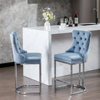 Modern Velvet Counter Height Bar Stools Silk Upholstered Farmhouse Style for Kitchen Island Home Bar Hotels and Bathroom